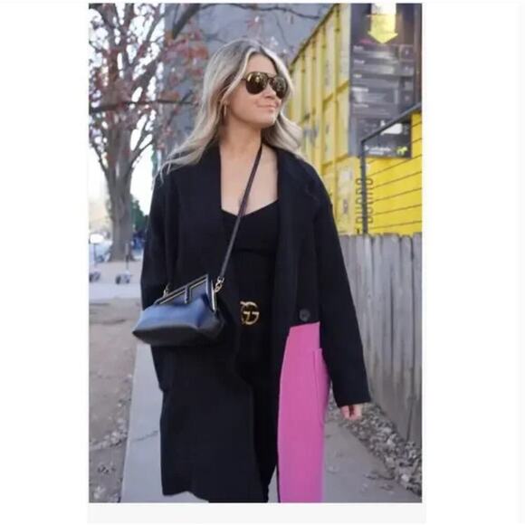 Peter Som Collective Oversized Colorblock Wool Coat SZ 12